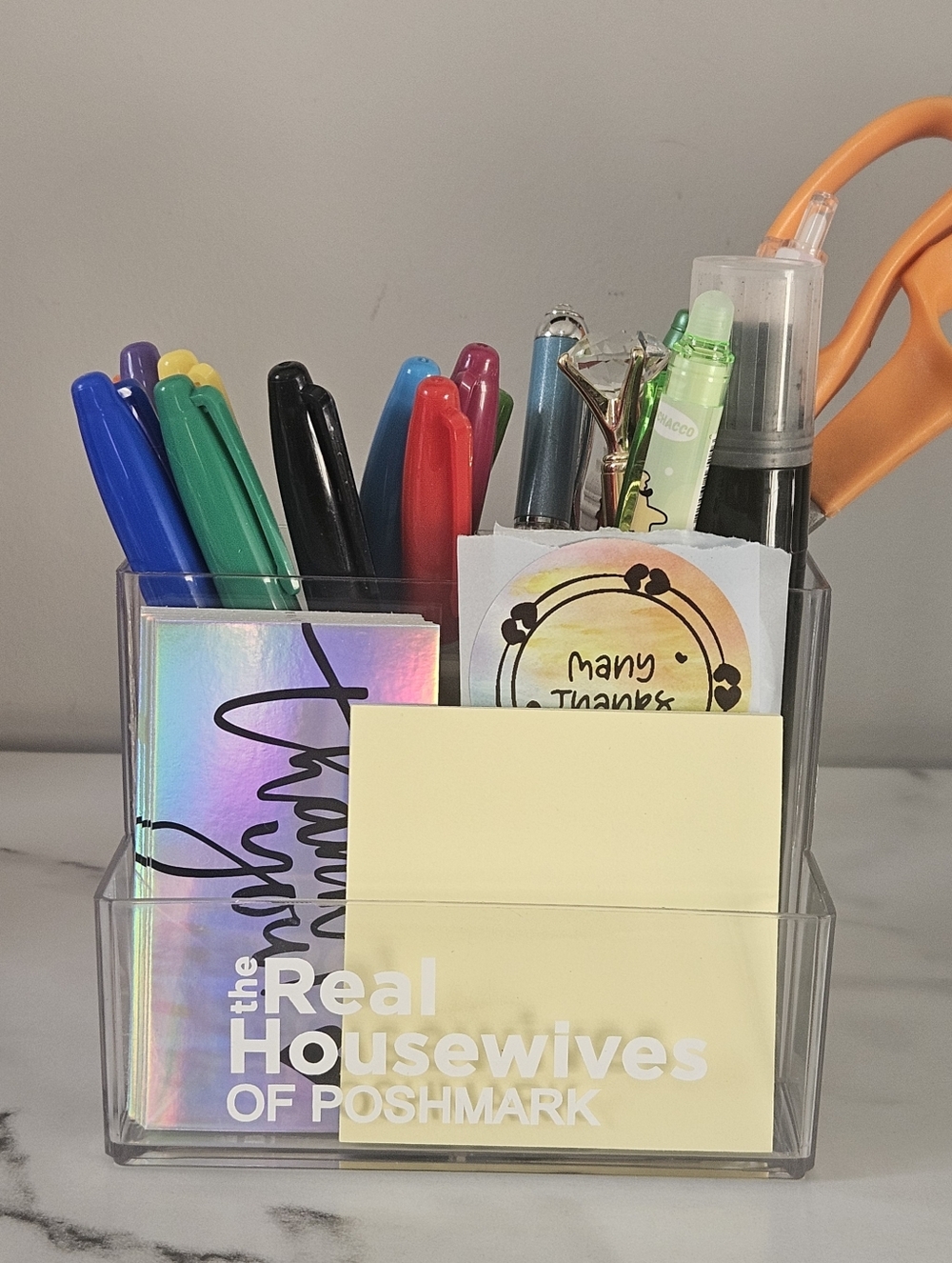 "The Real Housewives Of Poshmark" Acrylic 3-Compartment Vanity/Desk Organizer - Picture 3 of 5